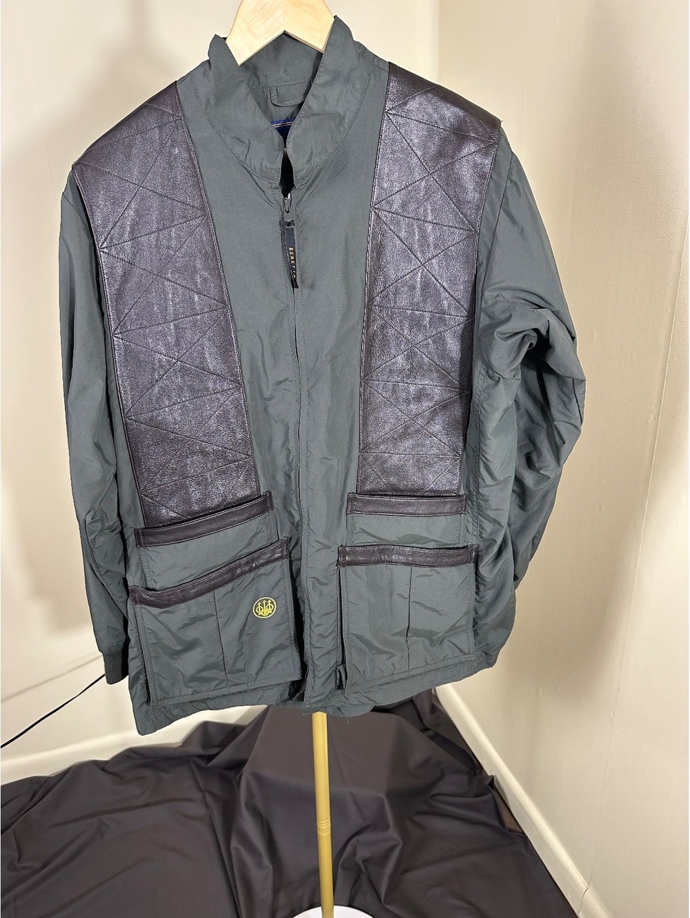 Beretta Women’s L Olive Green Shooting Jacket Leather Trim Fleece Lined